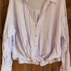 ZARA Striped Button-Up Blouse